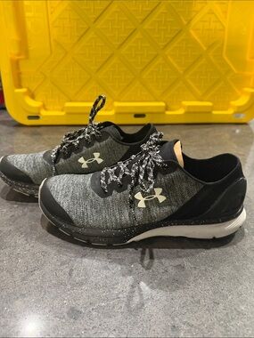 Under Armour Women’s Charger Gray and Black Knit Training Sneakers